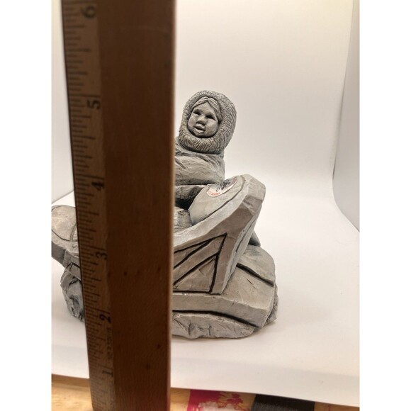 Child And Dog Glacial Ice Age Native American Sculpture Made In Alaska ACE - Picture 8 of 8